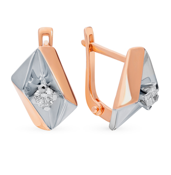 Gold earrings with diamonds sunlight sample 585